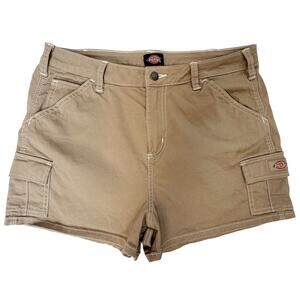 Dickies Womens Cargo Shorts Khaki Utility Workwear Multi Pocket Casual Shorts